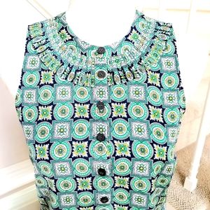 JCrew Factory blue green pleated top in small